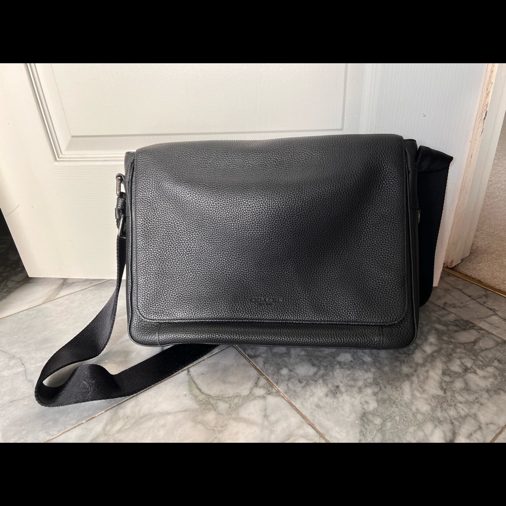 Coach Black Pebbled Leather Messenger Bag - Mint condition